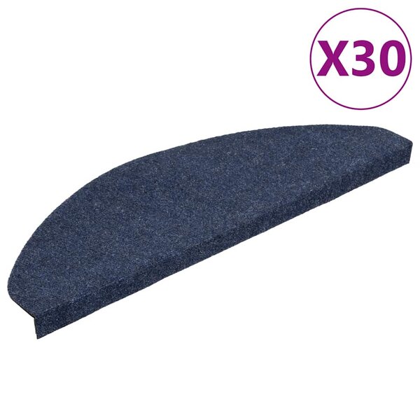vidaXL Tapis d'escalier auto-adhésifs 30 Pièces bleu 65x22 5x3 5 cm