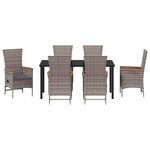 vidaXL Ensemble de salle à manger pour jardin 7 Pièces Gris Poly rotin
