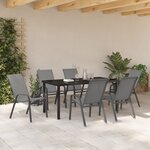 vidaXL Ensemble de Salle à Manger de Jardin 7 Pièces Gris Textilène et Acier