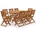 vidaXL Ensemble à manger d'extérieur pliable 9Pièces Bois d'acacia solide