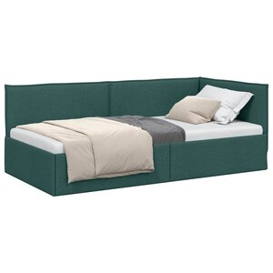 vidaXL Cadre de lit d'angle Vert foncé 90 x 190 cm tissu