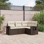 vidaXL Salon de jardin 4 Pièces avec coussins marron résine tressée