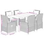 vidaXL Ensemble à manger de jardin et coussins 7 Pièces beige poly rotin