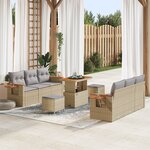 vidaXL Ensemble de Canapé de Jardin 9 Pièces avec Coussins en Rattan Beige Poly Acacia
