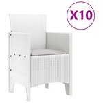 Ensemble de salle à manger de jardin vidaXL de 11 pièces avec coussins en poly rattan blanc