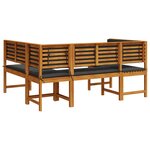 Set de jardin 3 pièces avec coussins en acacia massif