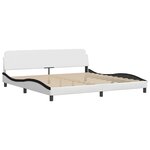 vidaXL Lit avec matelas blanc et noir 200x200 cm similicuir