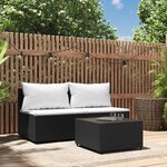 vidaXL Salon de jardin 3 Pièces avec coussins Noir Résine tressée