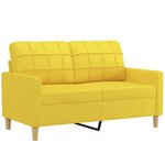 vidaXL Ensemble de canapés 3 Pièces avec coussins Jaune clair Tissu