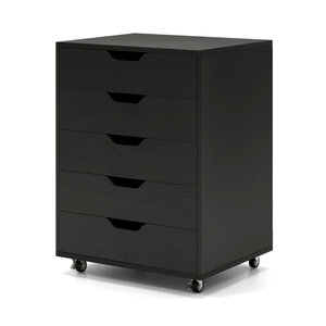 Armoires à 5 tiroirs à roulettes verrouillables pour bureau 49 x 40 x 65 cm pratique moderne en MDF noir 20_0010265
