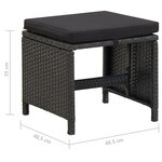 vidaXL Tabourets de jardin lot de 4 avec coussins Résine tressée Noir