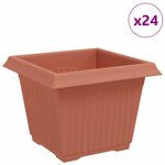 vidaXL Pot de Fleurs Carré 24 Pièces Rouge brique 23 x 23 x 17 5 cm