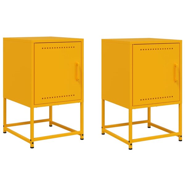 vidaXL Tables de chevet 2 Pièces jaune moutarde 36x39x60 5 cm acier