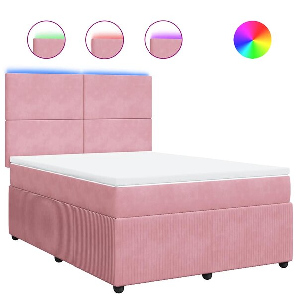vidaXL Sommier à lattes de lit avec matelas Rose 140x200 cm Velours