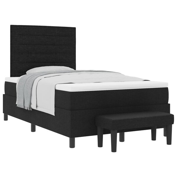 vidaXL Lit à ressorts avec tête de lit Noir 120 x 190 cm tissu
