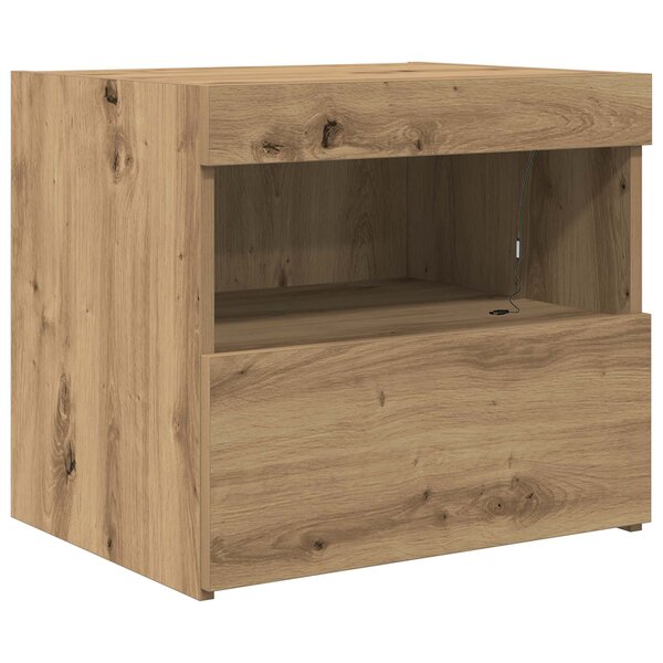 vidaXL Cabinet de chevet avec tiroir Chêne artisanal 50 x 40 x 45 cm