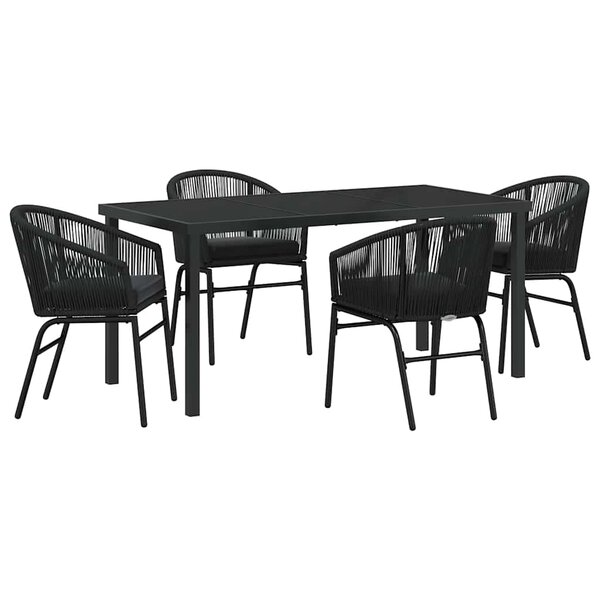 vidaXL Ensemble de salle à manger pour jardin 5 Pièces Noir Poly rotin