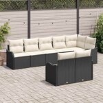 vidaXL Ensemble de canapé de jardin 8 Pièces Noir et blanc Poly rotin