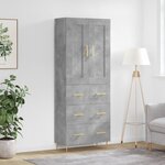 vidaXL Buffet haut Gris béton 69 5x34x180 cm Bois d'ingénierie