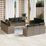 vidaXL Salon de jardin avec coussins 12 Pièces gris résine tressée