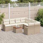 vidaXL Ensemble de canapé de jardin 9 Pièces Beige et blanc