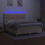 vidaXL Sommier à lattes de lit et matelas et LED Crème 160x200cm Tissu