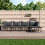 vidaXL Salon de jardin 5 Pièces avec coussins anthracite résine tressée