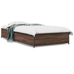 vidaXL Cadre de lit chêne marron 75x190 cm bois d'ingénierie et métal