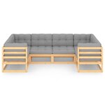 Salon de jardin meuble d'extérieur ensemble de mobilier 6 pièces avec coussins bois de pin massif 02_0016678