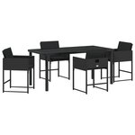 vidaXL Ensemble de salle à manger de jardin 5 pièces avec coussins en rattan poly noir