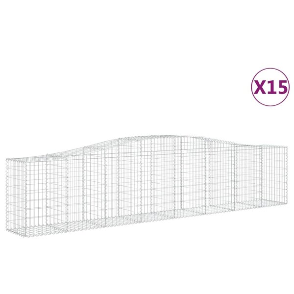 vidaXL Paniers à gabions arqués 15 Pièces 400x50x80/100 cm Fer galvanisé