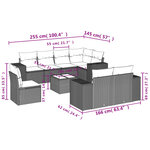 vidaXL Salon de jardin 9 Pièces avec coussins noir résine tressée