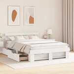 vidaXL Cadre de lit avec tête de lit Blanc 160 x 200 cm Pin massif