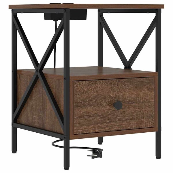 vidaXL Cabinet de chevet avec tiroir Chêne marron 41.5 x 40.5 x 55 cm