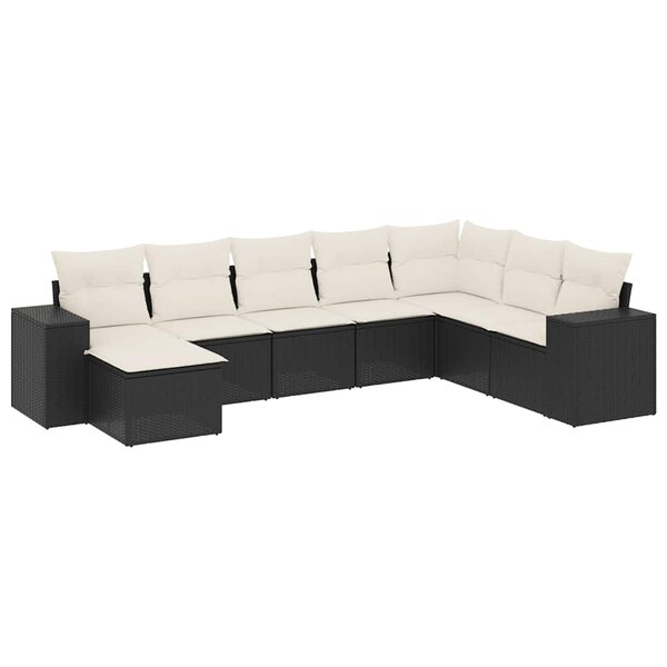 vidaXL Salon de jardin 8 Pièces avec coussins noir résine tressée