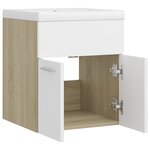 vidaXL Armoire d'évier et lavabo intégré Blanc/chêne sonoma Aggloméré