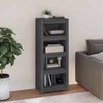 vidaXL Bibliothèque Gris 50x35x125 5 cm Bois de pin massif