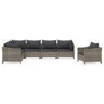 Salon de jardin meuble d'extérieur ensemble de mobilier 7 pièces avec coussins gris résine tressée 02_0017210