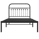 vidaXL Cadre de lit métal sans matelas avec tête de lit noir 100x190cm