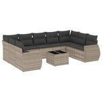 vidaXL Salon de jardin avec coussins 10 Pièces gris clair résine tressée
