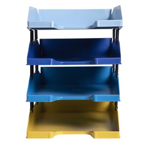 Set de 4 corbeilles-à-courrier Combo Midi Bee Blue - Couleurs assorties EXACOMPTA