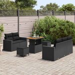 vidaXL Ensemble de canapé de jardin avec coussin 8 Pièces Noir polyrotin