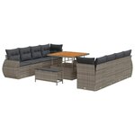 vidaXL Ensemble de canapé de jardin 11 Pièces Gris polyrotin