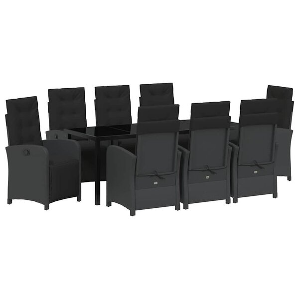 vidaXL Ensemble de salle à manger pour jardin 9 pc Noir polyrotin