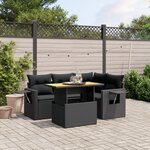 vidaXL Salon de jardin 5 Pièces avec coussins noir résine tressée