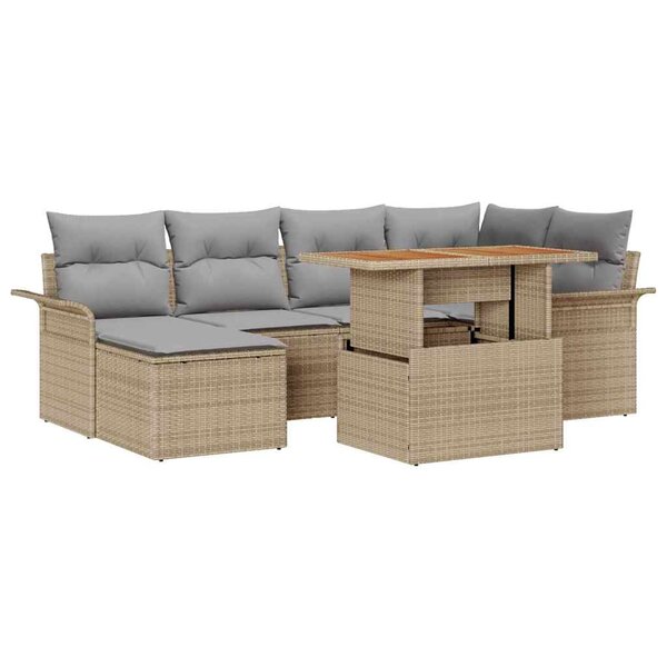 vidaXL Ensemble de canapé de jardin 7 Pièces Beige et Gris clair