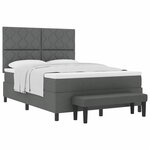 vidaXL Lit à ressorts avec matelas Gris foncé 140 x 200 cm