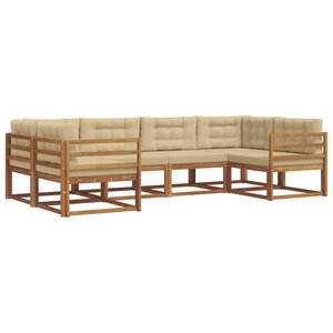 vidaXL Ensemble de canapés d'extérieur 6 pc Naturel et Beige