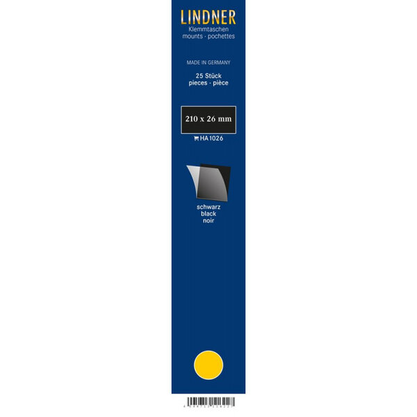 Bandes simple soudure 210 x 26 mm pour timbres-poste. Fond - Noir