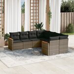 vidaXL Salon de jardin 8 Pièces avec coussins gris résine tressée